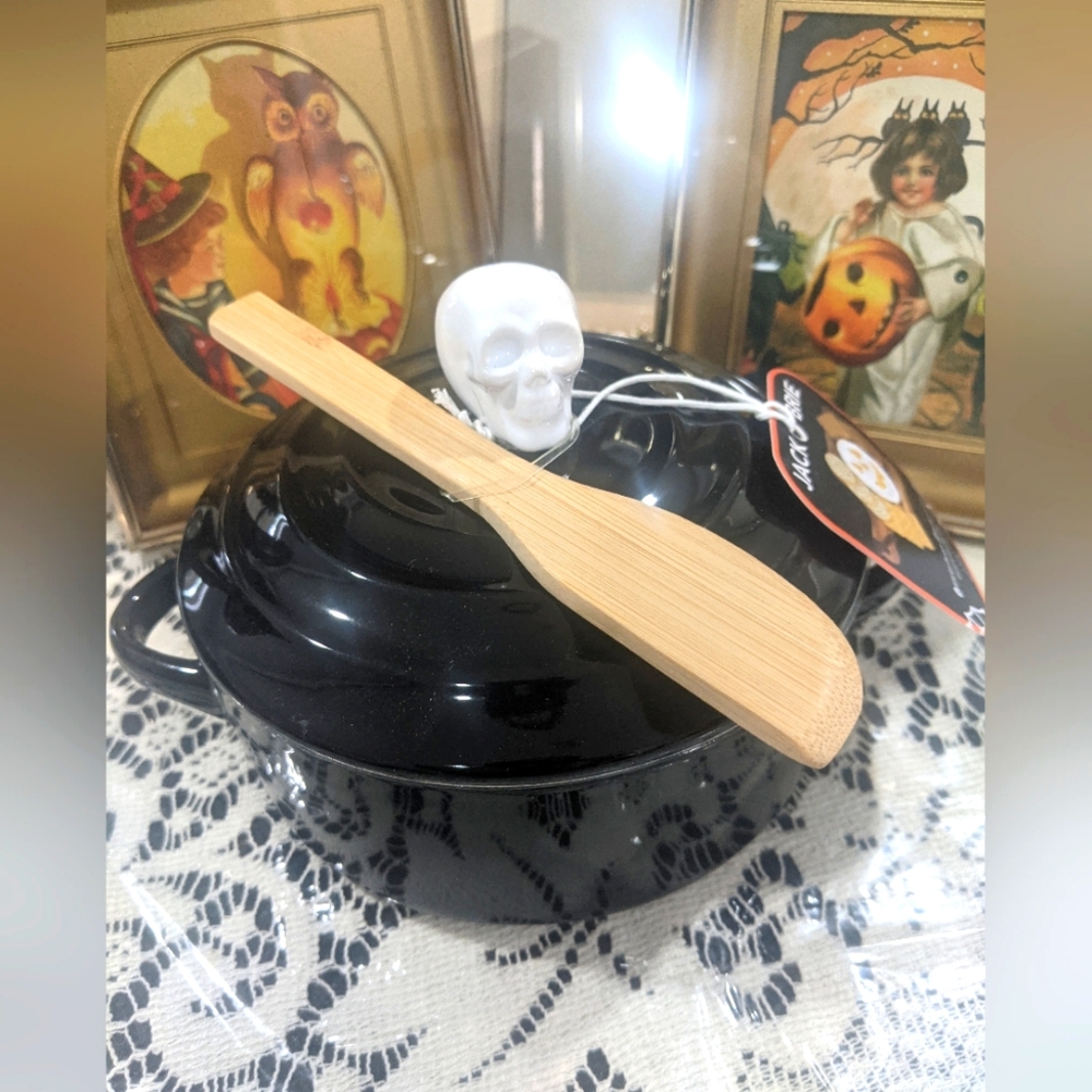 Halloween Black Skull Baker Oven Kitchen Decor  Party Goth Academia Gift